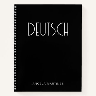 Zwart-wit Retro Duits Taalstudie Notitieboek