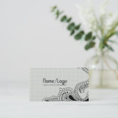 Zwart-wit Retro Flower Design-Sjabloon Visitekaartje (Staand voorkant)