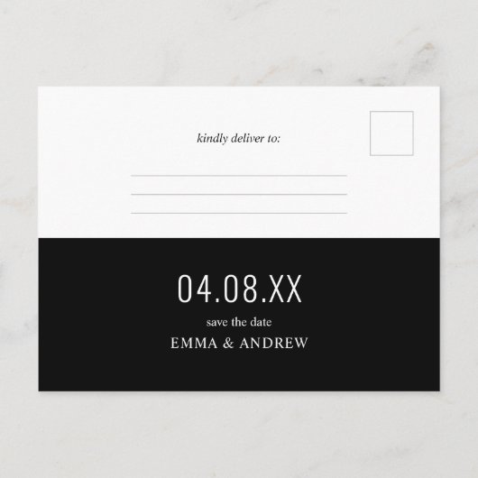 Zwart-wit Retro Foto Bladwijzer Bewaar de datum Uitnodiging Briefkaart (Achterkant)