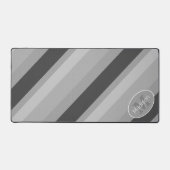 Zwart-wit retro geometrische lijnen Monogram Bureaumat (Voorkant)