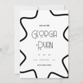 Zwart & wit retro golvend rand kader winter bruilo save the date (Voorkant)