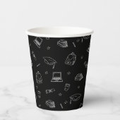 Zwart Wit Retro Hand getrokken Afstudeerder Party Papieren Bekers (Voorkant)
