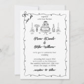 Zwart & Wit Retro Handschrift Eenvoudige bruiloft Kaart (Voorkant)