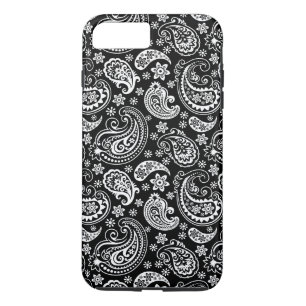 Zwart-wit Retro Paisley Ham Patroon iPhone 8 Plus / 7 Plus Hoesje