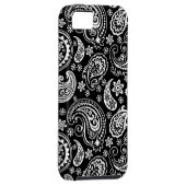 Zwart-wit Retro Paisley Ham Patroon Case-Mate iPhone Case (Back/Rechts)