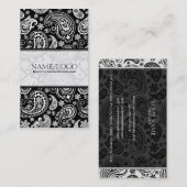 Zwart-wit Retro Paisley Patroon 2 Ontwerp Visitekaartje (Voorkant / Achterkant)