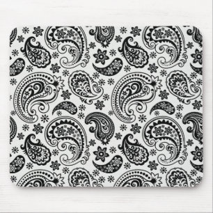 Zwart & Wit Retro  Paisley Patroon Ontwerp Muismat