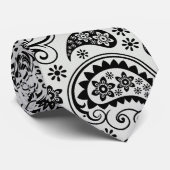 Zwart-wit Retro  Paisley Pattern 2 Stropdas (Opgerold)