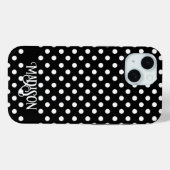 Zwart wit retro polka stippen elegant script Case-Mate iPhone case (Achterkant (horizontaal))