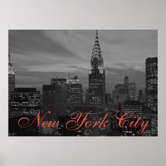 Zwart & Wit Retro Pop Art New York Poster (Voorkant)