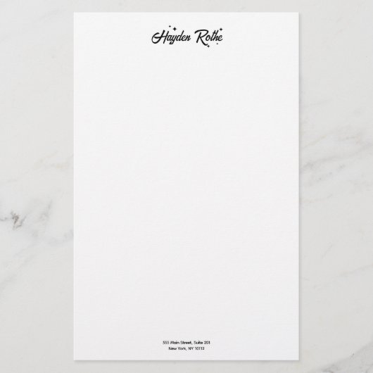 Zwart-wit Retro Script Briefpapier (Voorkant)