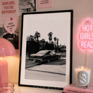 Zwart & Wit Retro Spier Vintage Klassieke Auto Poster