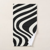 Zwart-wit retro stijl golven bad handdoek (Handdoek)