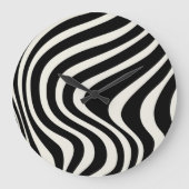 Zwart-wit retro stijl golven grote klok (Voorkant)