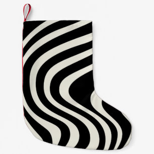 Zwart-wit retro stijl golven kleine kerstsok