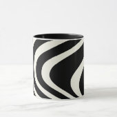 Zwart-wit retro stijl golven mok (Midden)