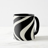 Zwart-wit retro stijl golven mok (Voorkant rechts)