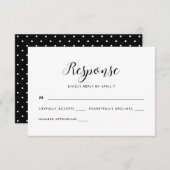 Zwart-wit Retro Stippen Wedding Rsvp Reactie (Voorkant / Achterkant)