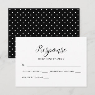 Zwart-wit Retro Stippen Wedding Rsvp Reactie Kaartje