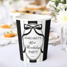 Zwart wit retro strepen boog verjaardag monogram