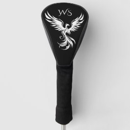 Zwart-wit Rising Phoenix Monogram Initialen Golfheadcover