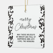 Zwart-wit Rococo Merry-kerstscript Keramisch Ornament (Links)