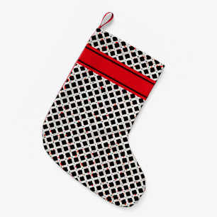 Zwart Wit Rode Elegante Patroon Chic Kleine Kerstsok