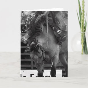 Zwart-wit Rodeo Bronco Wenskaart Kaart
