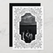 Zwart & Wit Romantisch Barok Foto Save The Date (Voorkant / Achterkant)