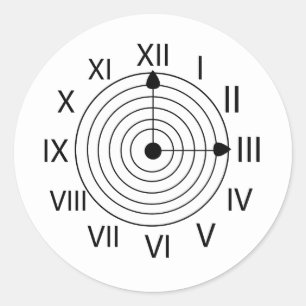 Zwart-wit Romeins Klokontwerp Ronde Sticker
