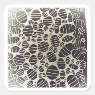 Zwart-wit ronde abstracte kunst ontwerp vierkante sticker