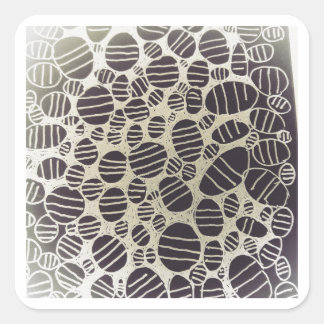 Zwart-wit ronde abstracte kunst ontwerp vierkante sticker