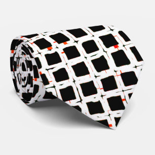 Zwart wit rood Abstract patroon afbeelding Stropdas