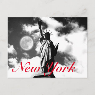 Zwart wit rood beeld van de Vrijheid New York City Briefkaart