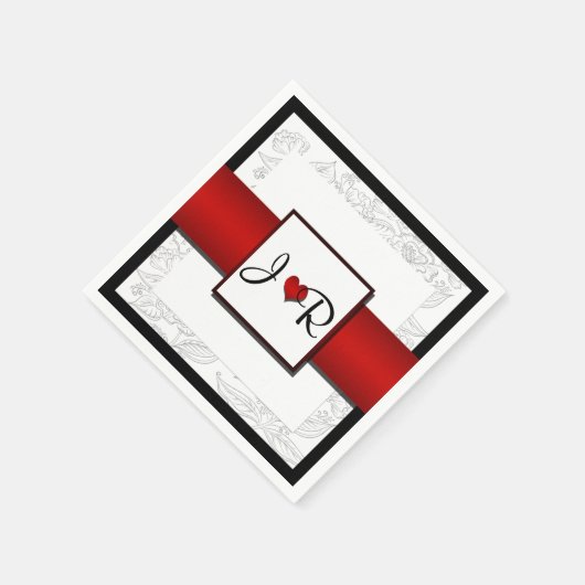 Zwart Wit Rood Boheemse Posh Trouwservetten Servet (Hoek)