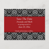  Zwart Wit Rood Damask Save the Date Aankondigingskaart (Voorkant)