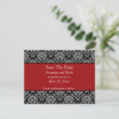  Zwart Wit Rood Damask Save the Date Aankondigingskaart (Staand voorkant)