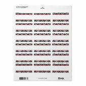 Zwart Wit Rood Damast Print-At-Home Label (Full Sheet)