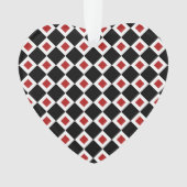 Zwart, wit, rood diamantpatroon ornament (voorkant)