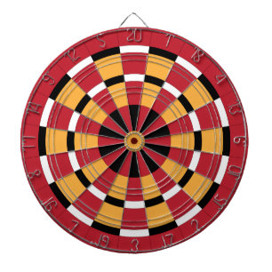 Zwart wit rood en geel dartboard dartbord