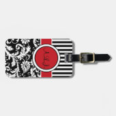 Zwart, wit, rood, gestreept Bagagelabel (Voorkant horizontaal)