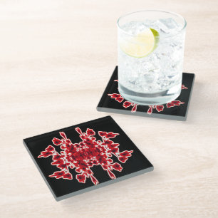 Zwart wit rood grafisch Abstract patroon Glazen Onderzetter