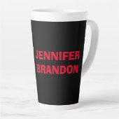 Zwart wit rood handschrift Monogram toevoegen Naam Latte Mok (Rechterhoek)