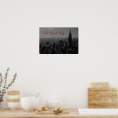 Zwart Wit Rood Kalligrafie New York City Poster (Keuken)