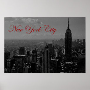 Zwart Wit Rood Kalligrafie New York City Poster