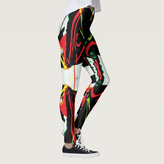 Zwart, wit, rood Keversap Leggings (Rechts)