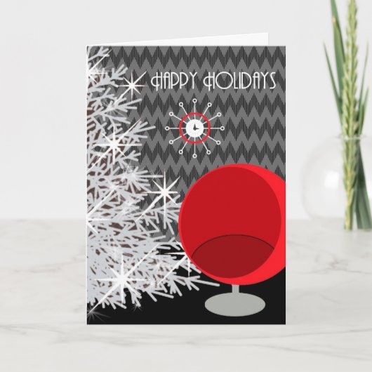 Zwart Wit Rood Kunst Kerst Kaart (Voorkant)