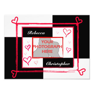 Zwart wit rood modern liefdeshart foto lijst afdruk