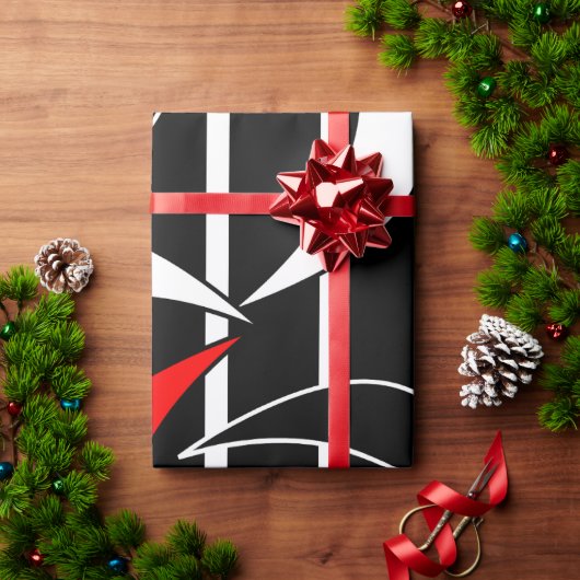 Zwart, wit, rood moderne kunst cadeaupapier (Feestdagen Geschenken)