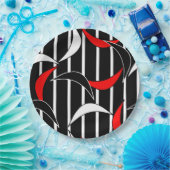 Zwart, wit, rood moderne kunst papieren bordje (Feest)